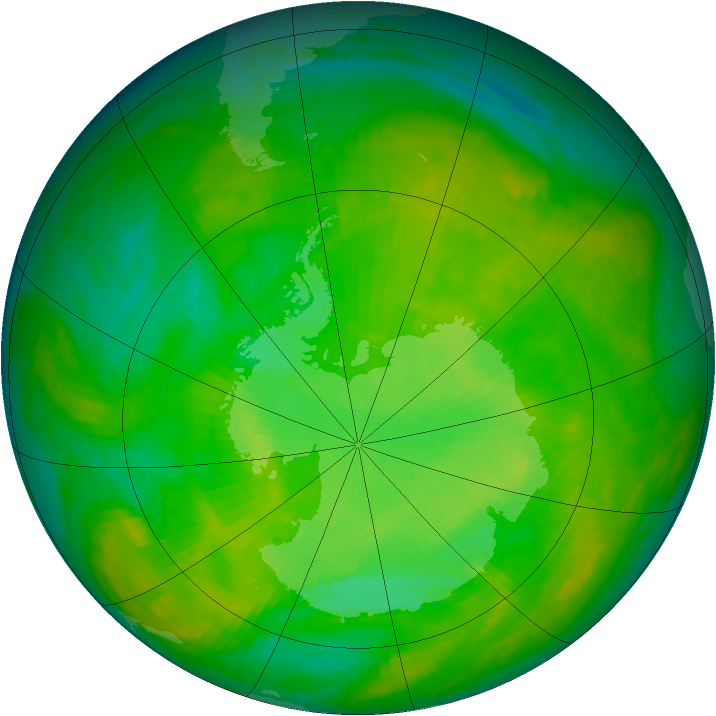 Antarctic ozone map for 12 December 1982